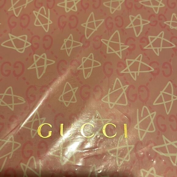 Gucci GG Monogram Logo Blank Journal Notebook Pink Star Print Sketchbook New - Picture 3 of 9
